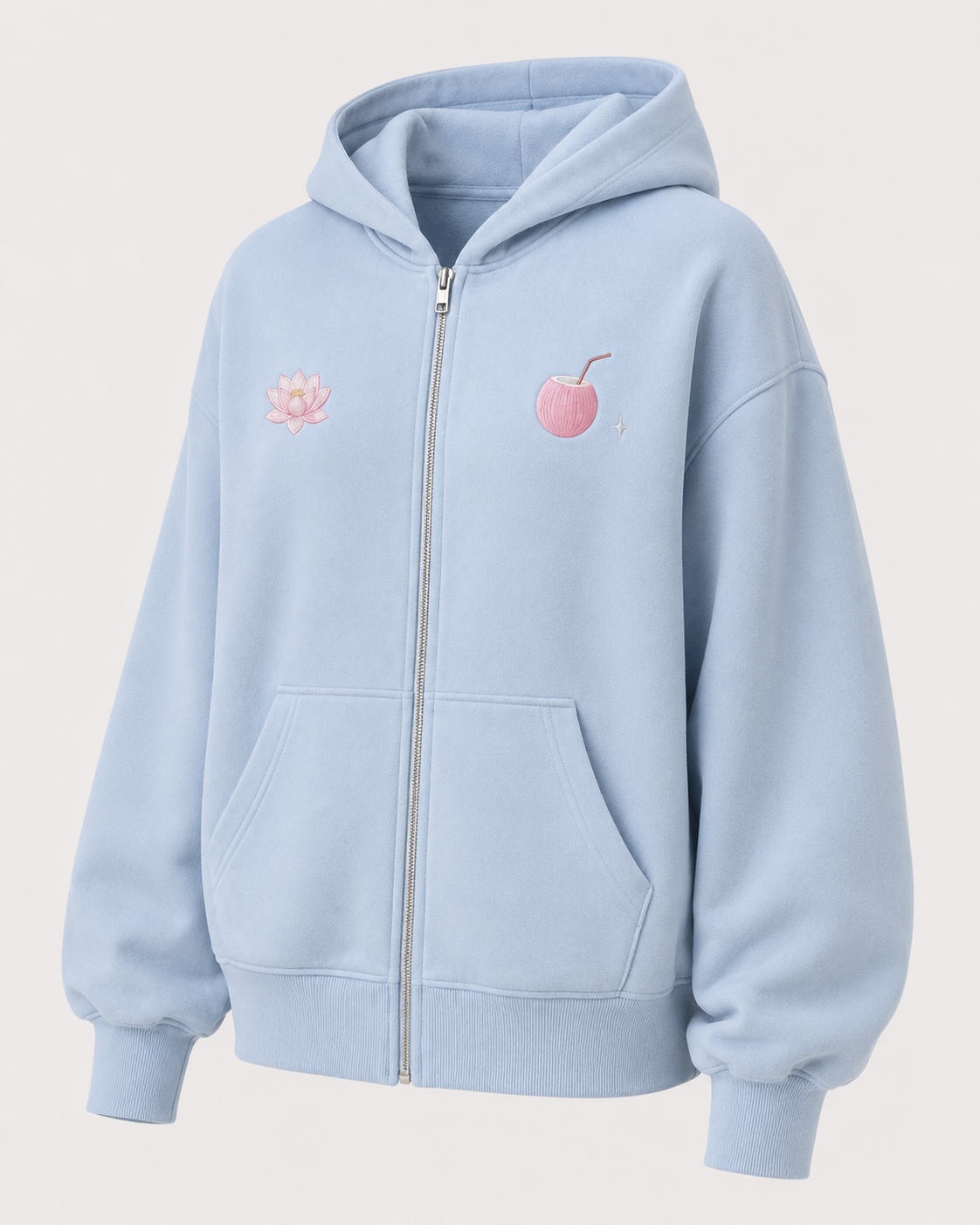 Back view of the PinkyCoco Swan Lake fleece zip hoodie