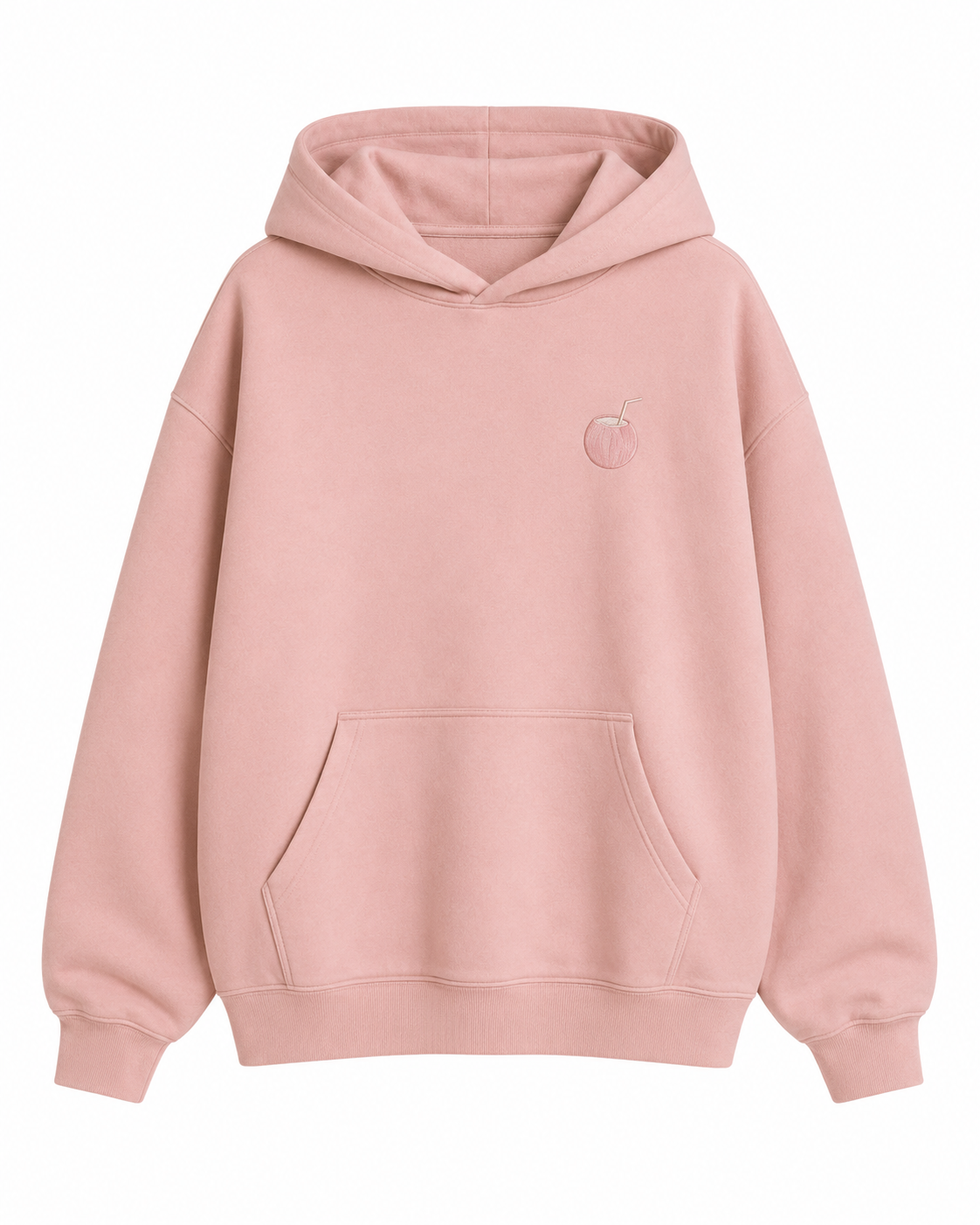 Model showing the back of the PinkyCoco Blush Coco hoodie