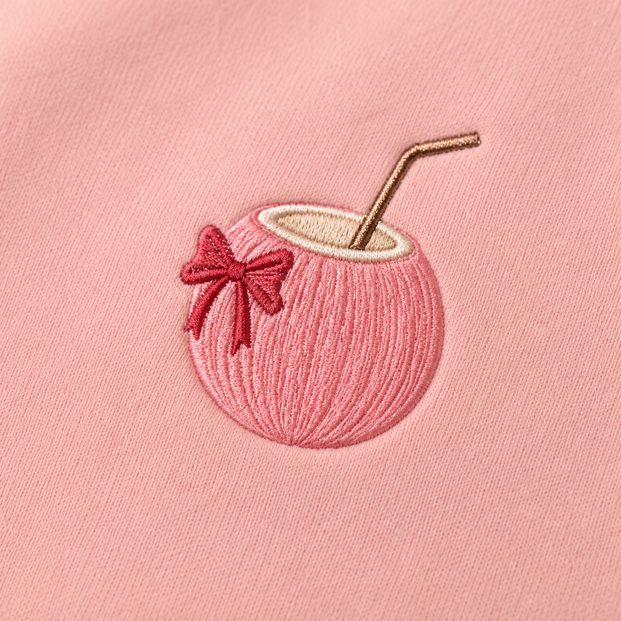 Model showing the back of the PinkyCoco Blush Ribbon Sunset hoodie