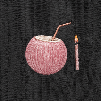 Model showing the back of the PinkyCoco Candlelight Moon Shore hoodie