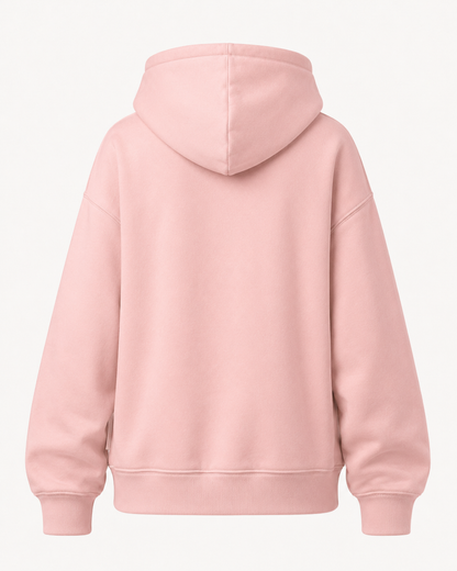 Model showing the back of the PinkyCoco Coco Cloud 460 hoodie