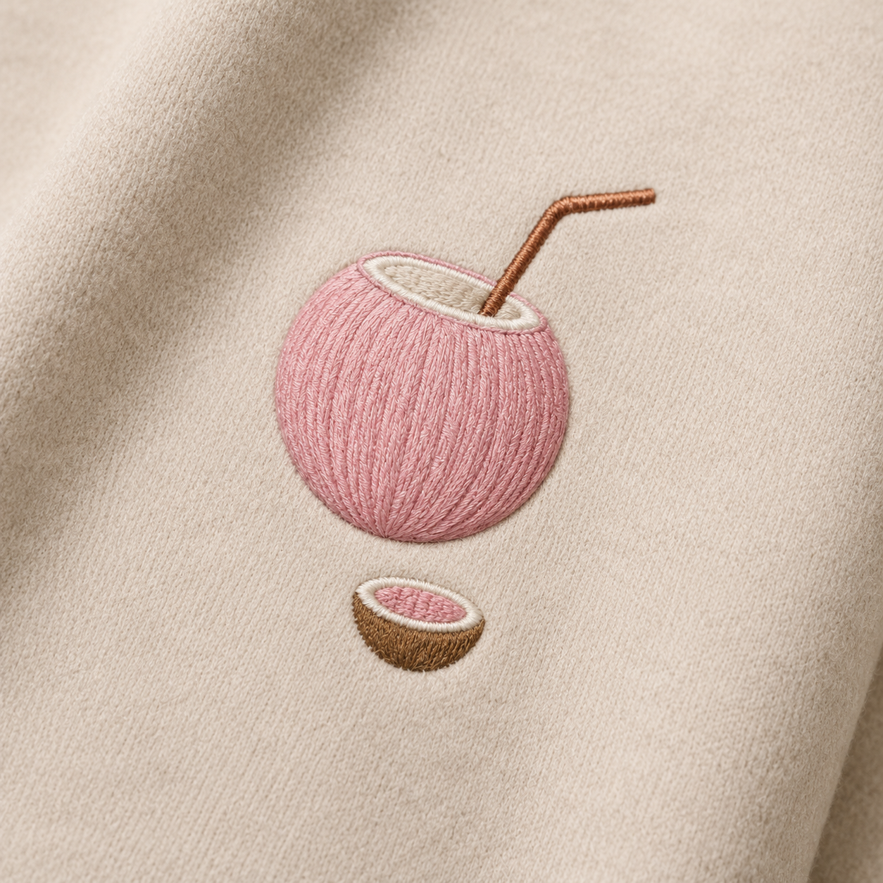 Model showing the back of the PinkyCoco Coconut Harvest Morning hoodie
