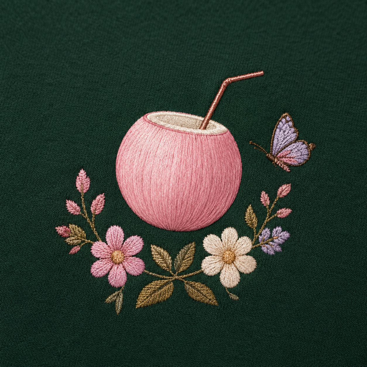 Model showing the back of the PinkyCoco Emerald Wildflower Butterfly hoodie