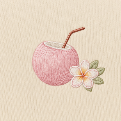 Model showing the back of the PinkyCoco Lumeria Pearl Tide hoodie