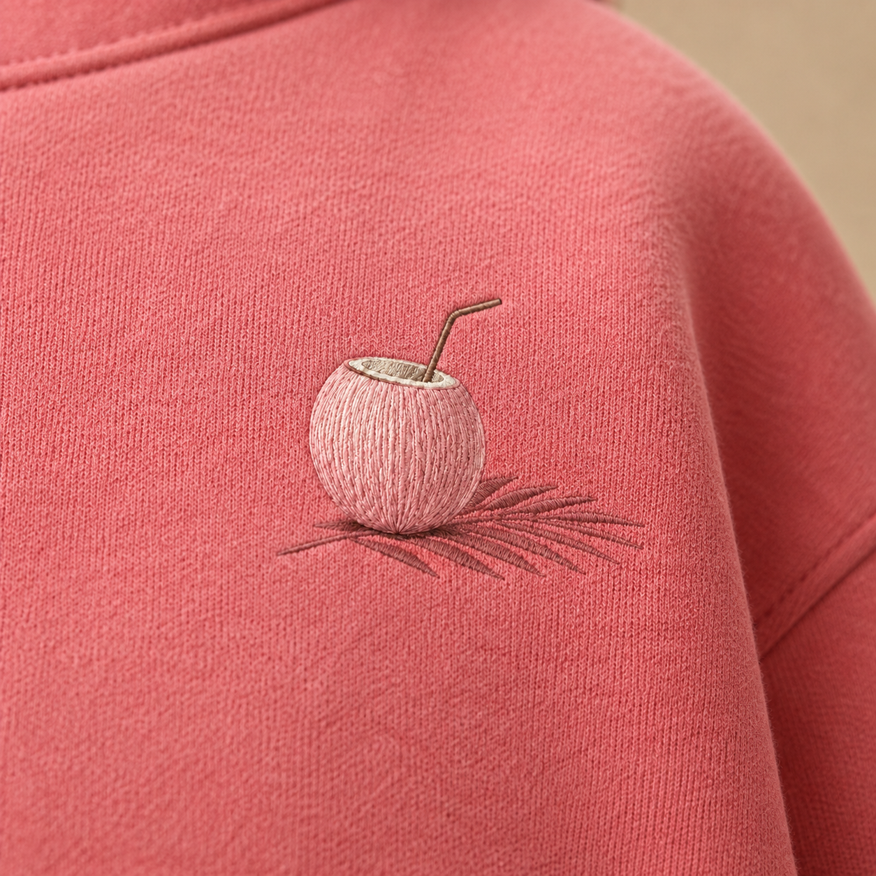 Model showing the back of the PinkyCoco Palm Shadows hoodie