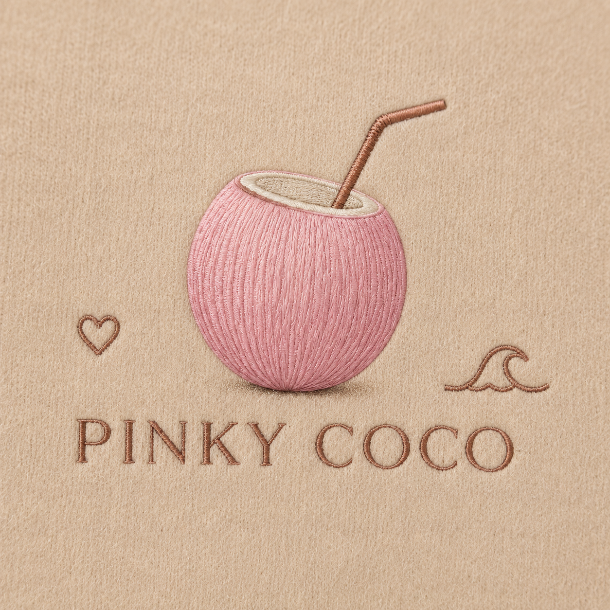 Model showing the back of the PinkyCoco Sand Rose Horizon hoodie