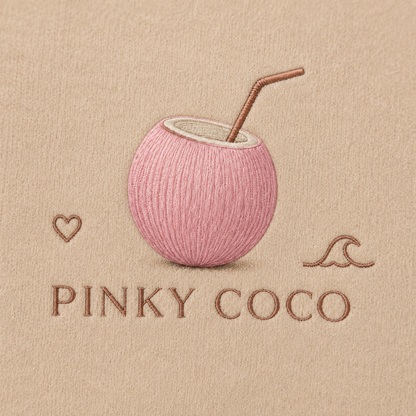 Model showing the back of the PinkyCoco Sand Rose Horizon hoodie