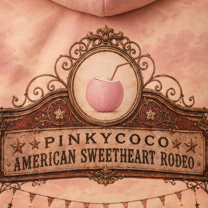 Side view of the PinkyCoco American Sweetheart Rodeo women's hoodie