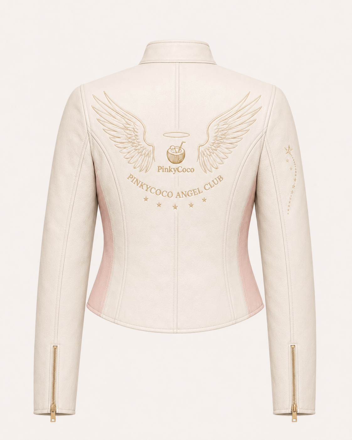PinkyCoco Angel Wing Pearl Women's Leather Fashion Jacket, side view