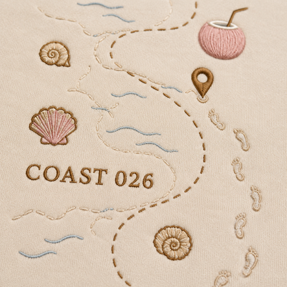Side view of the PinkyCoco Barefoot Coastal Coordinates women's hoodie
