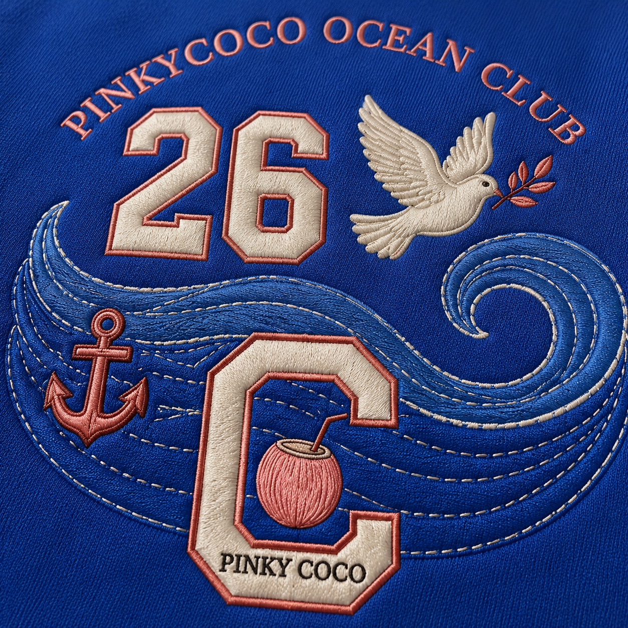 Side view of the PinkyCoco Cobalt Ocean women's hoodie