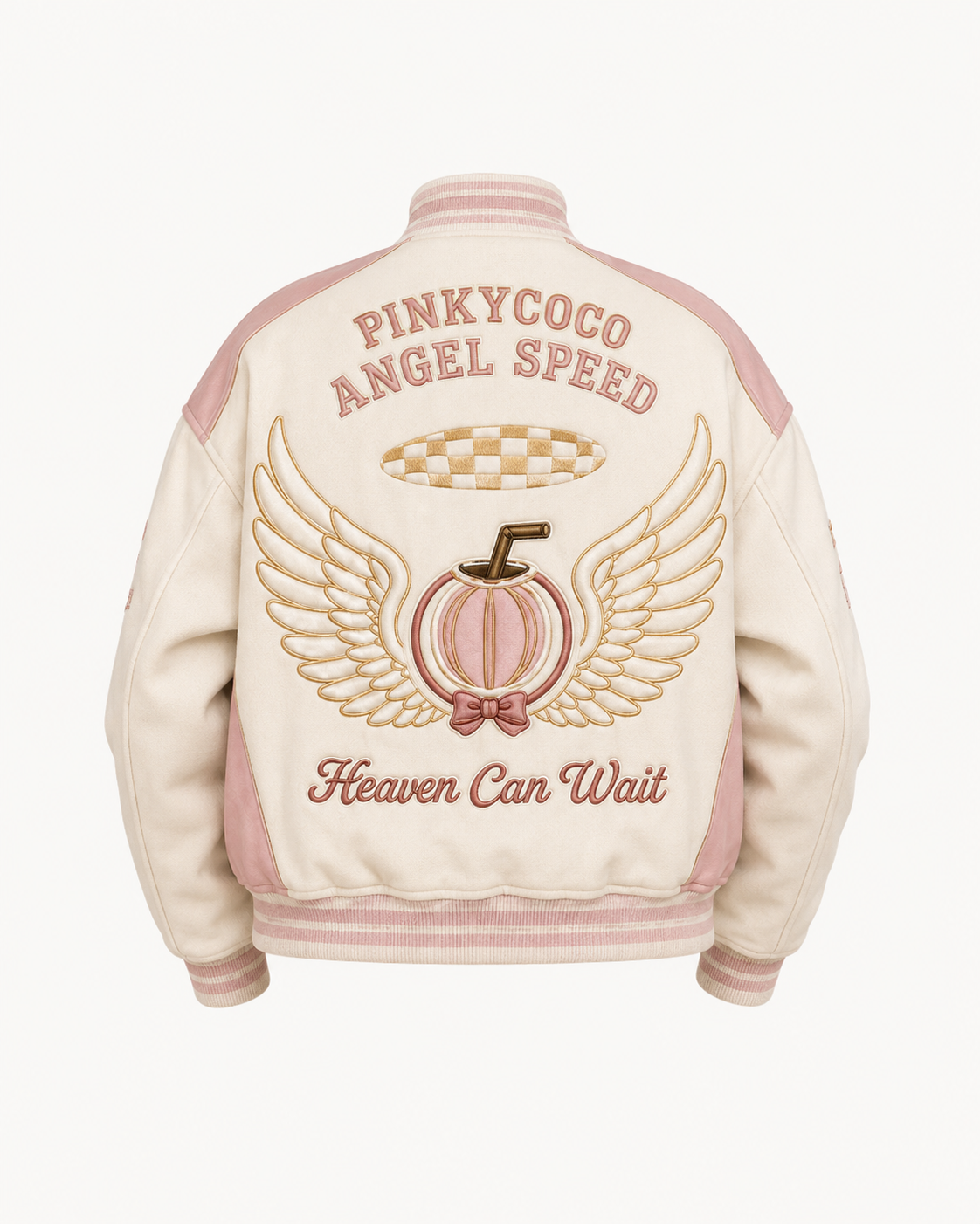 Side view of the PinkyCoco Coco Angel Speed women's satin racing jacket