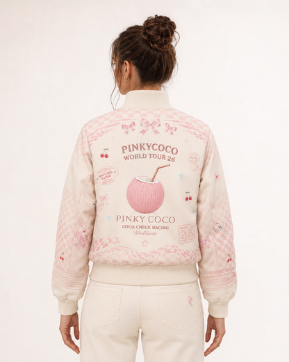 PinkyCoco Coco Check women's racing jacket, side view
