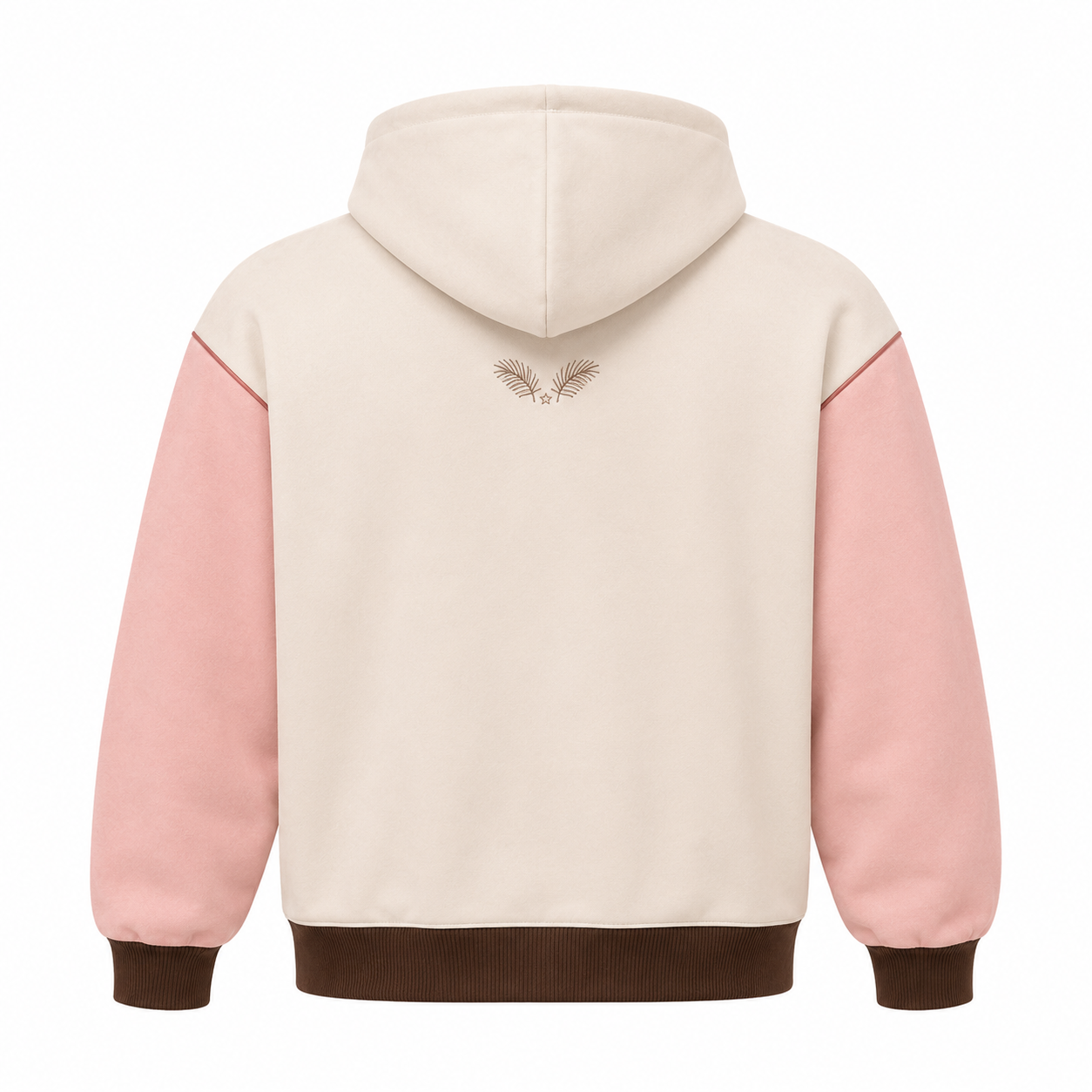 Back view of the Coconut Cream PinkyCoco Coco Duo fleece hoodie