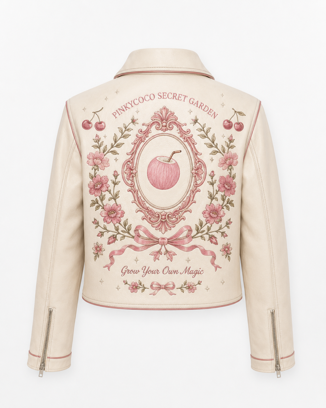 PinkyCoco Coco Secret Garden Women's Leather Fashion Jacket, side view