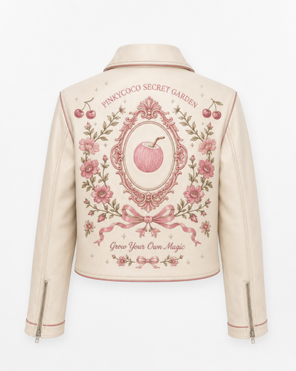 PinkyCoco Coco Secret Garden Women's Leather Fashion Jacket, side view
