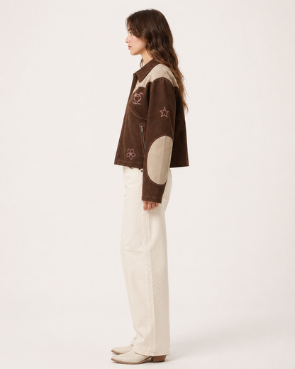 PinkyCoco Cocoa Rodeo Women's Leather Fashion Jacket, side view