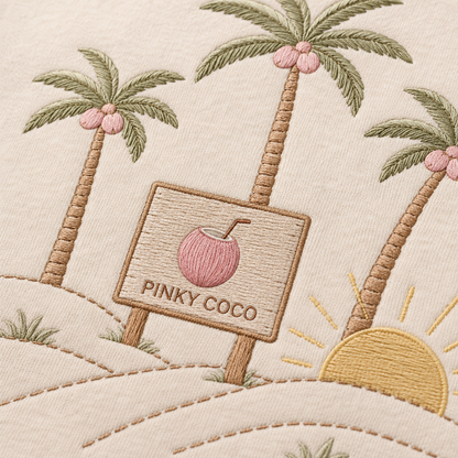 Side view of the PinkyCoco Coconut Harvest Morning women's hoodie