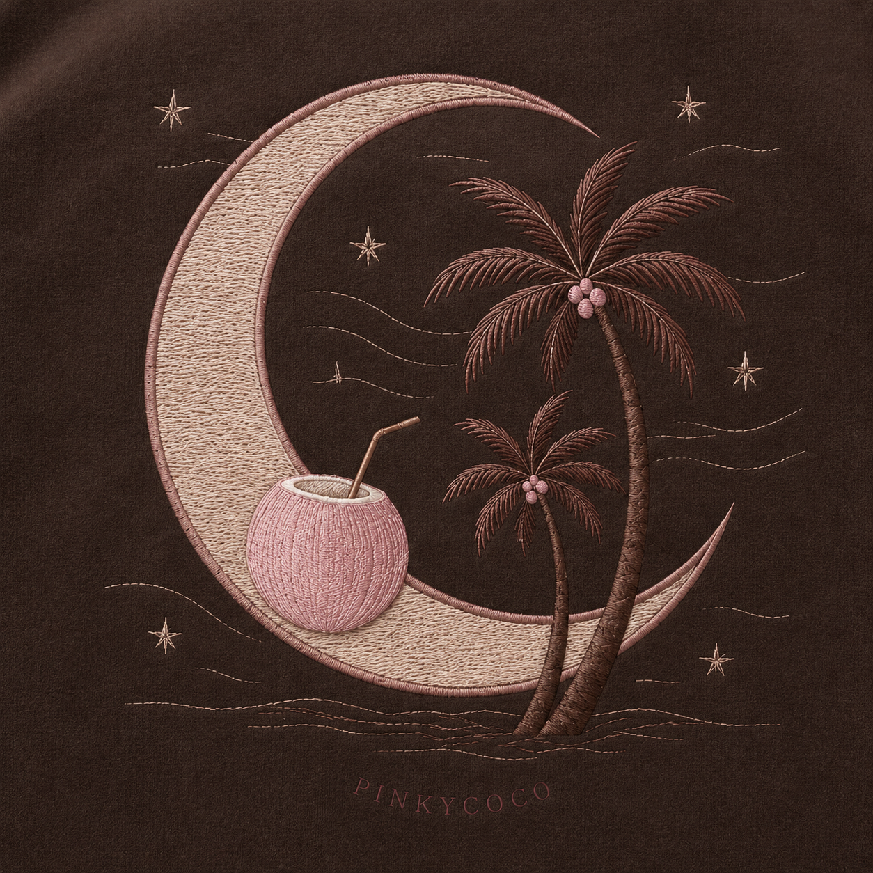 Side view of the PinkyCoco Coconut Moon women's hoodie