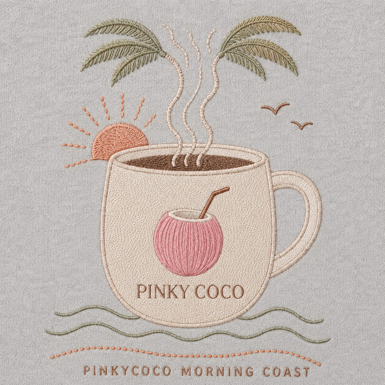 Side view of the PinkyCoco Coffee By The Coast women's hoodie