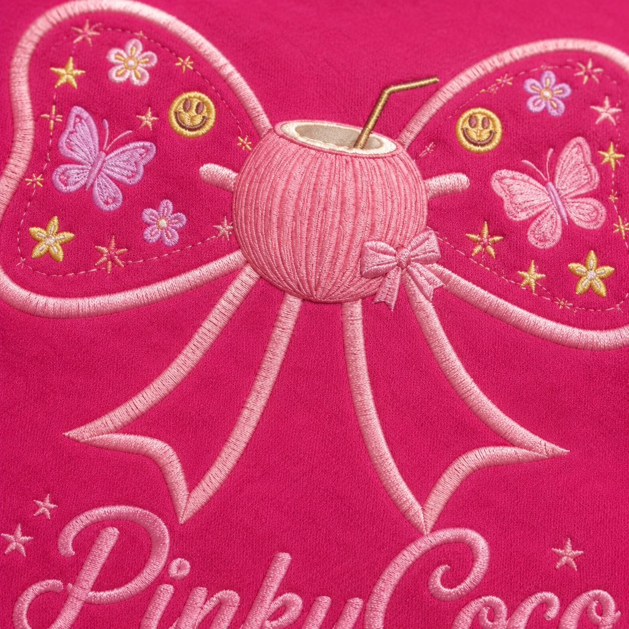 Side view of the PinkyCoco Magenta Bow Pop Garden women's hoodie