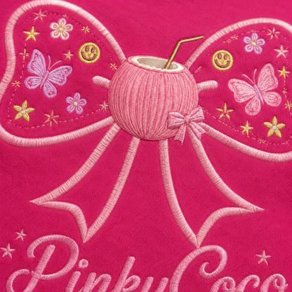 Side view of the PinkyCoco Magenta Bow Pop Garden women's hoodie