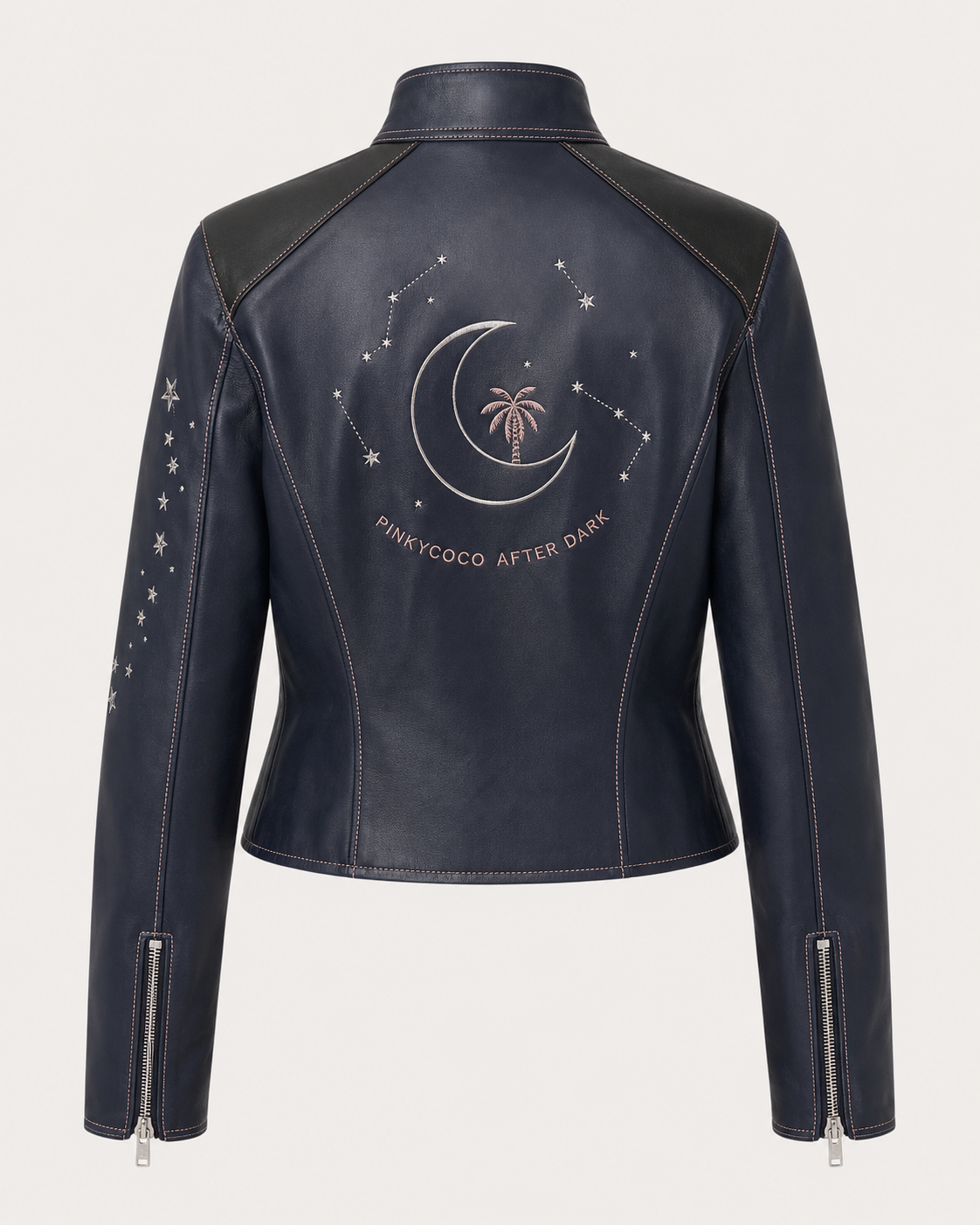 PinkyCoco Midnight Star Women's Leather Fashion Jacket, side view
