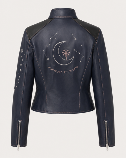 PinkyCoco Midnight Star Women's Leather Fashion Jacket, side view