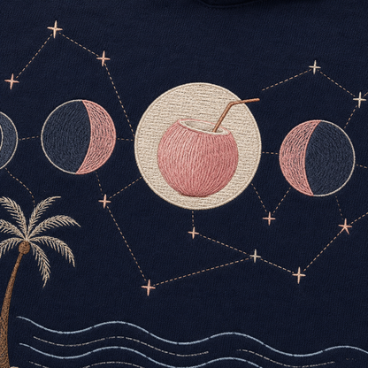 Side view of the PinkyCoco Navy Moon Tide Anchor women's hoodie