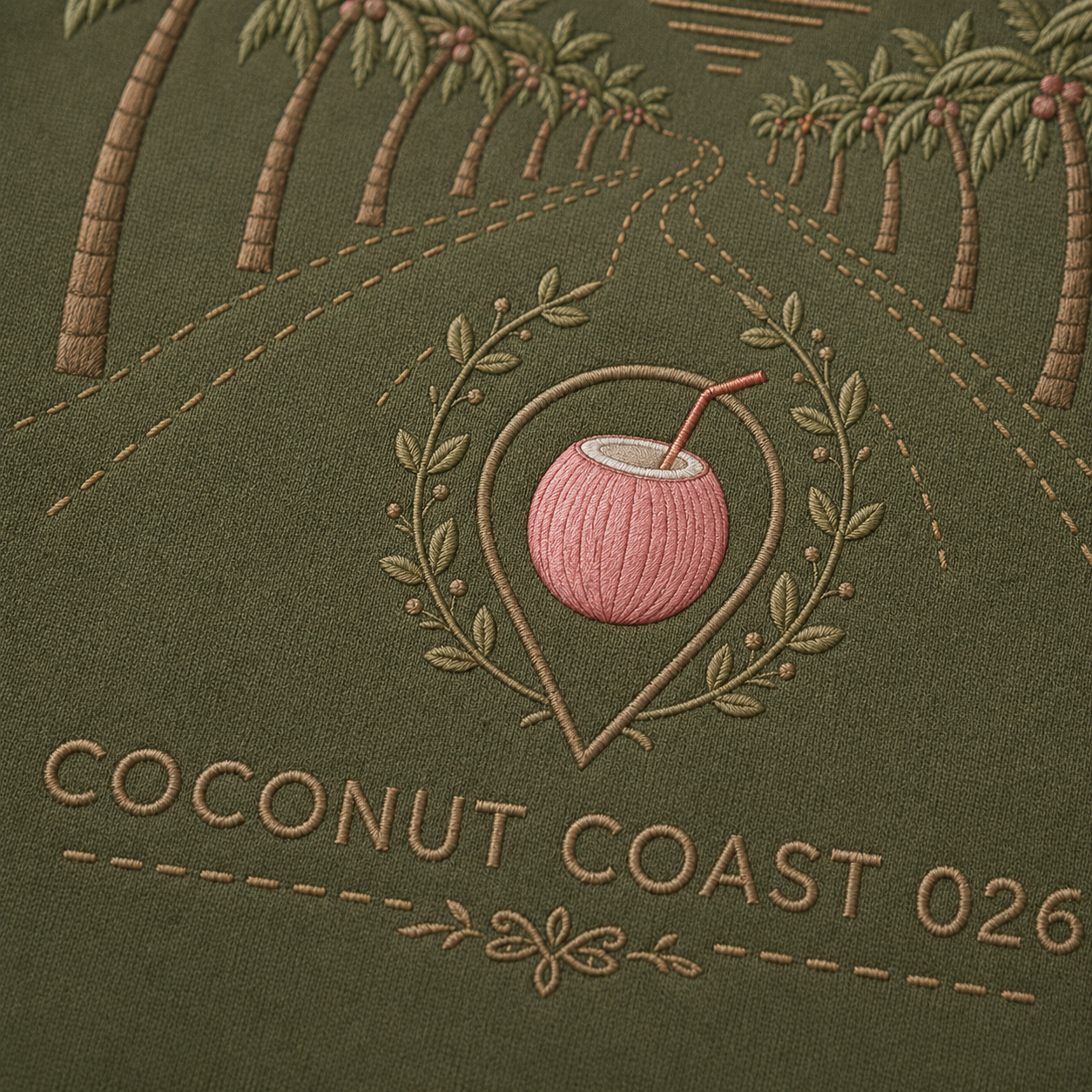 Side view of the PinkyCoco Olive Coconut Coordinates women's hoodie