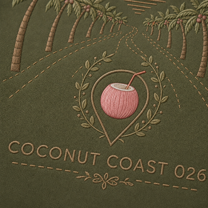 Side view of the PinkyCoco Olive Coconut Coordinates women's hoodie