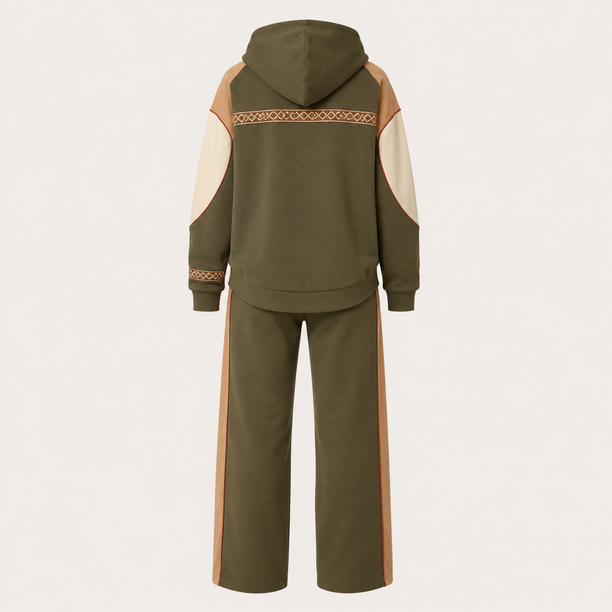 Side view of the PinkyCoco Olive Desert Trail fleece set