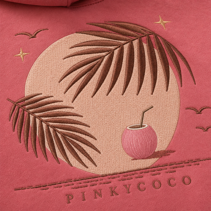 Side view of the PinkyCoco Palm Shadows women's hoodie