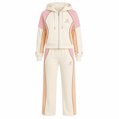 Side view of the PinkyCoco Peachy Coco fleece set