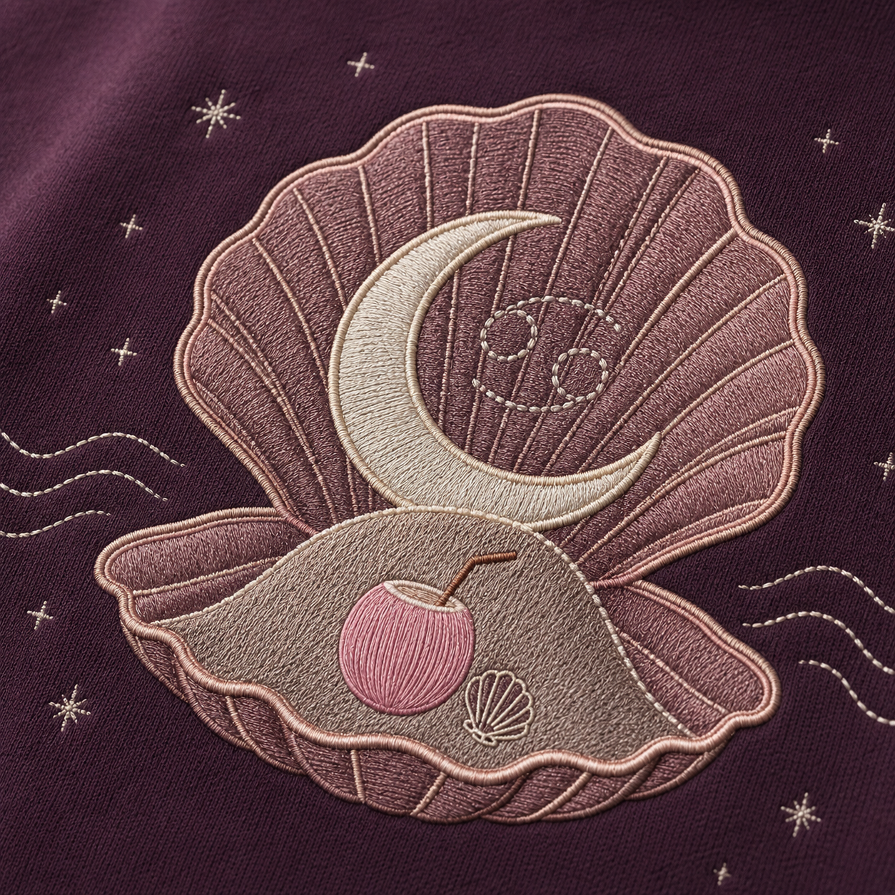 Side view of the PinkyCoco Plum Zodiac Shell Night women's hoodie