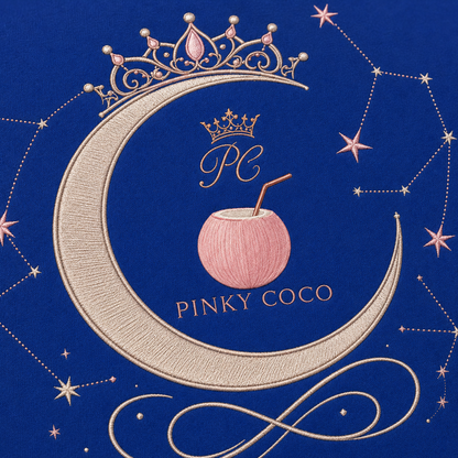 Side view of the PinkyCoco Royal Crown Moon women's hoodie