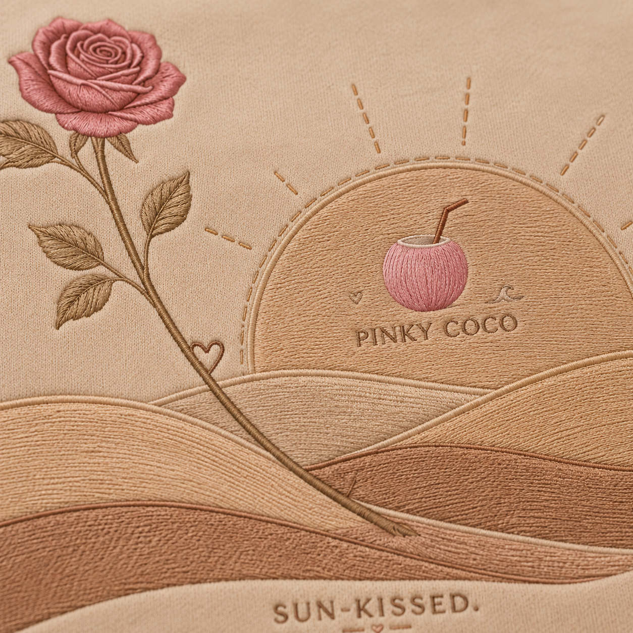 Side view of the PinkyCoco Sand Rose Horizon women's hoodie