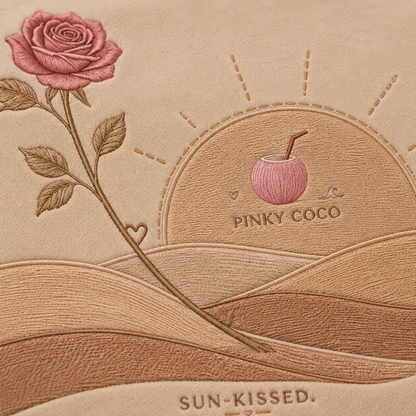 Side view of the PinkyCoco Sand Rose Horizon women's hoodie