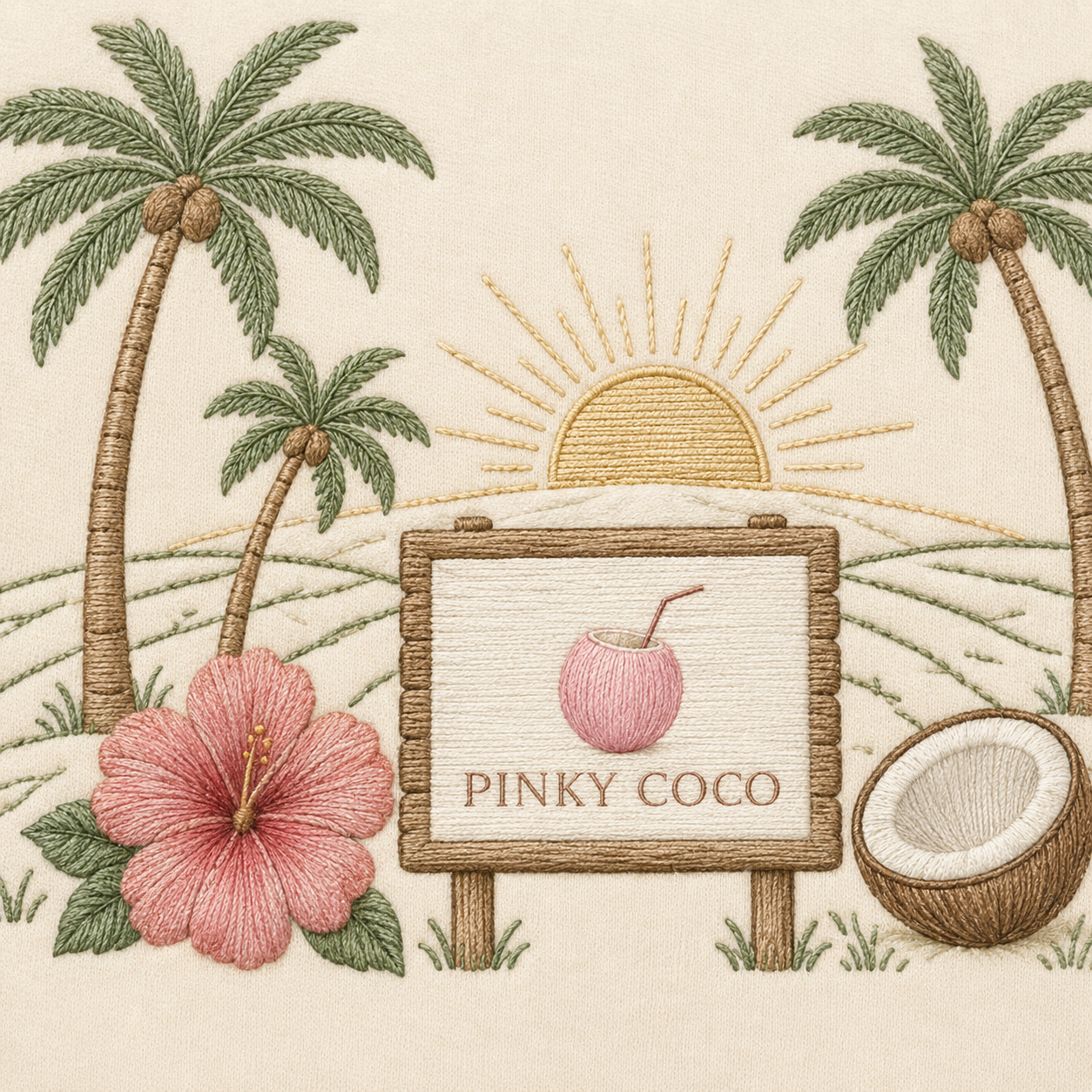 Side view of the PinkyCoco Signature Coconut Farm women's hoodie