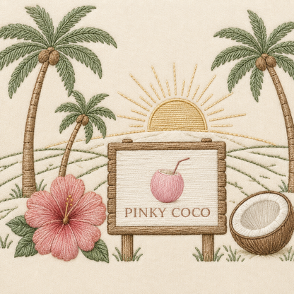 Side view of the PinkyCoco Signature Coconut Farm women's hoodie