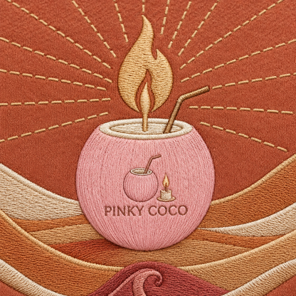 Side view of the PinkyCoco Terracotta Candle Sun Dunes women's hoodie