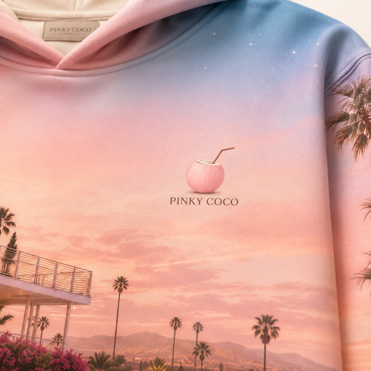 Close-up of the PinkyCoco Afterglow Motel artwork