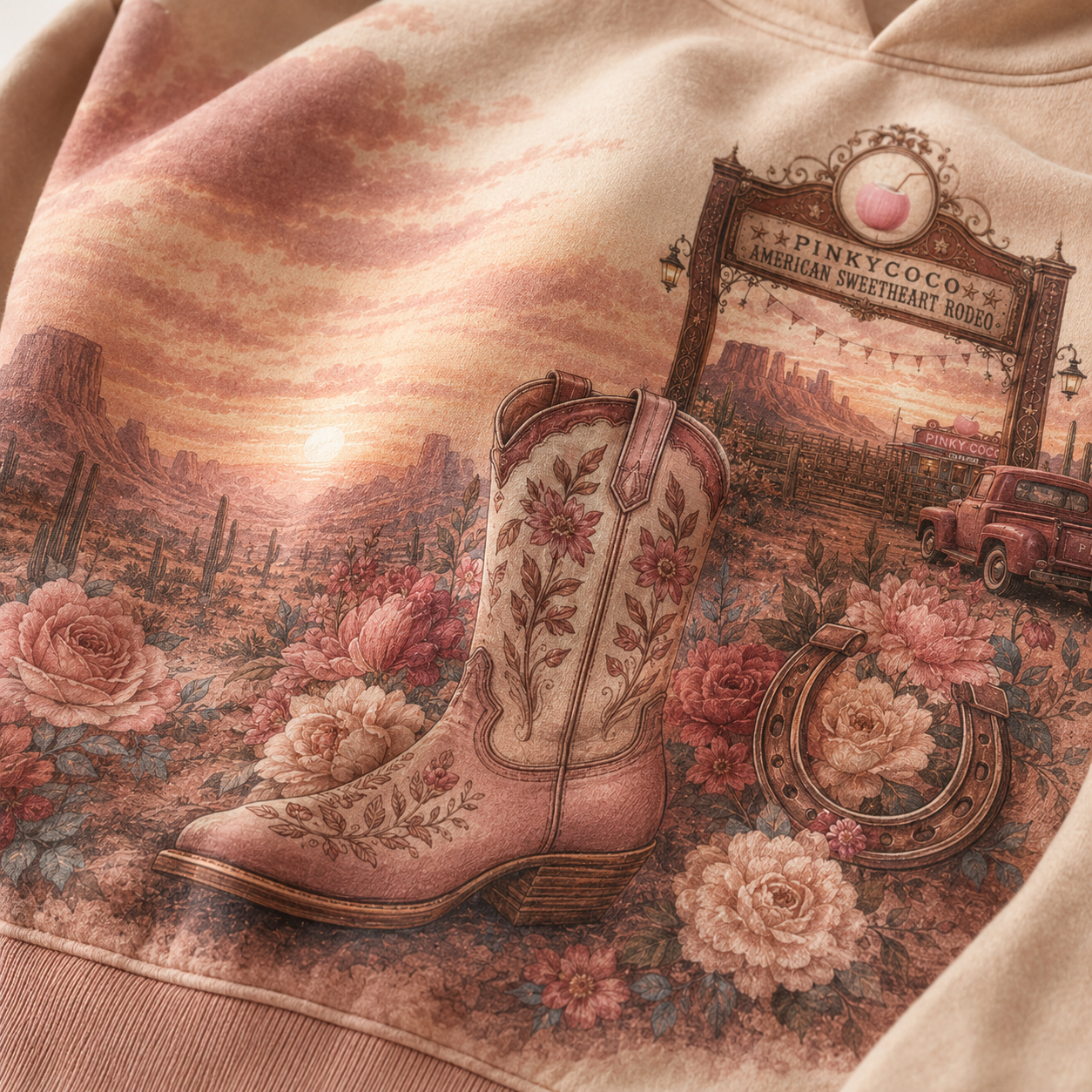 Close-up of the PinkyCoco American Sweetheart Rodeo artwork