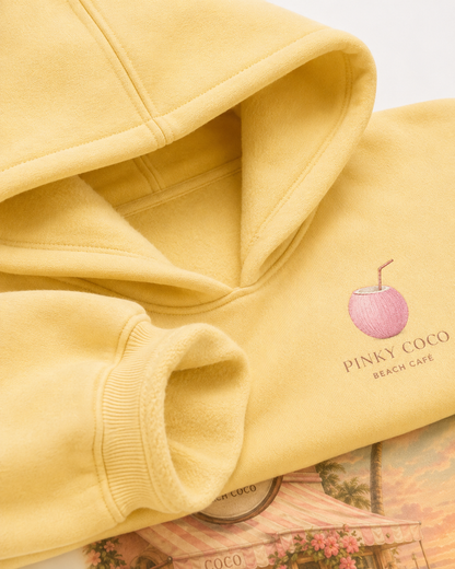 Close-up of the PinkyCoco Beach Cafe artwork