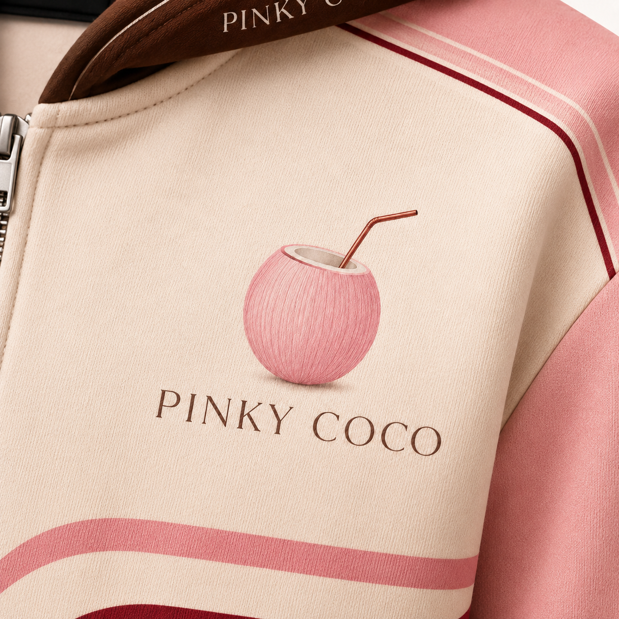 Close-up of the PinkyCoco Cherry Grand Prix women's racing artwork