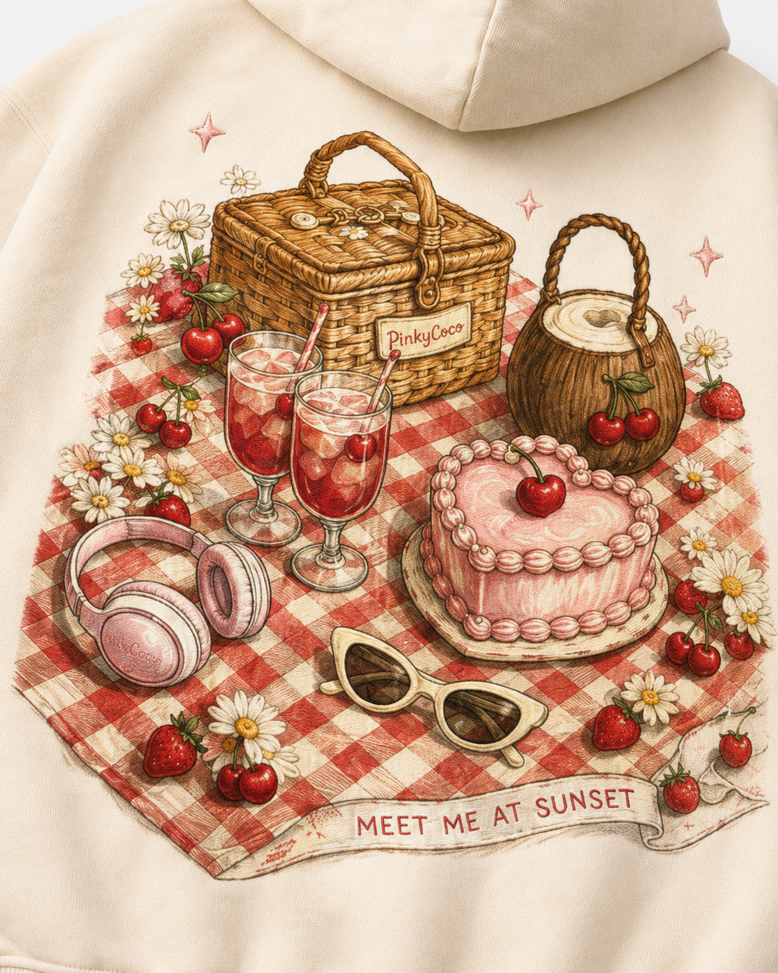 Close-up of the PinkyCoco Cherry Picnic artwork
