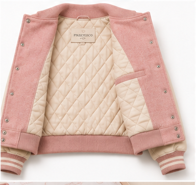 PinkyCoco Coco Campus Women's Varsity Jacket, artwork detail