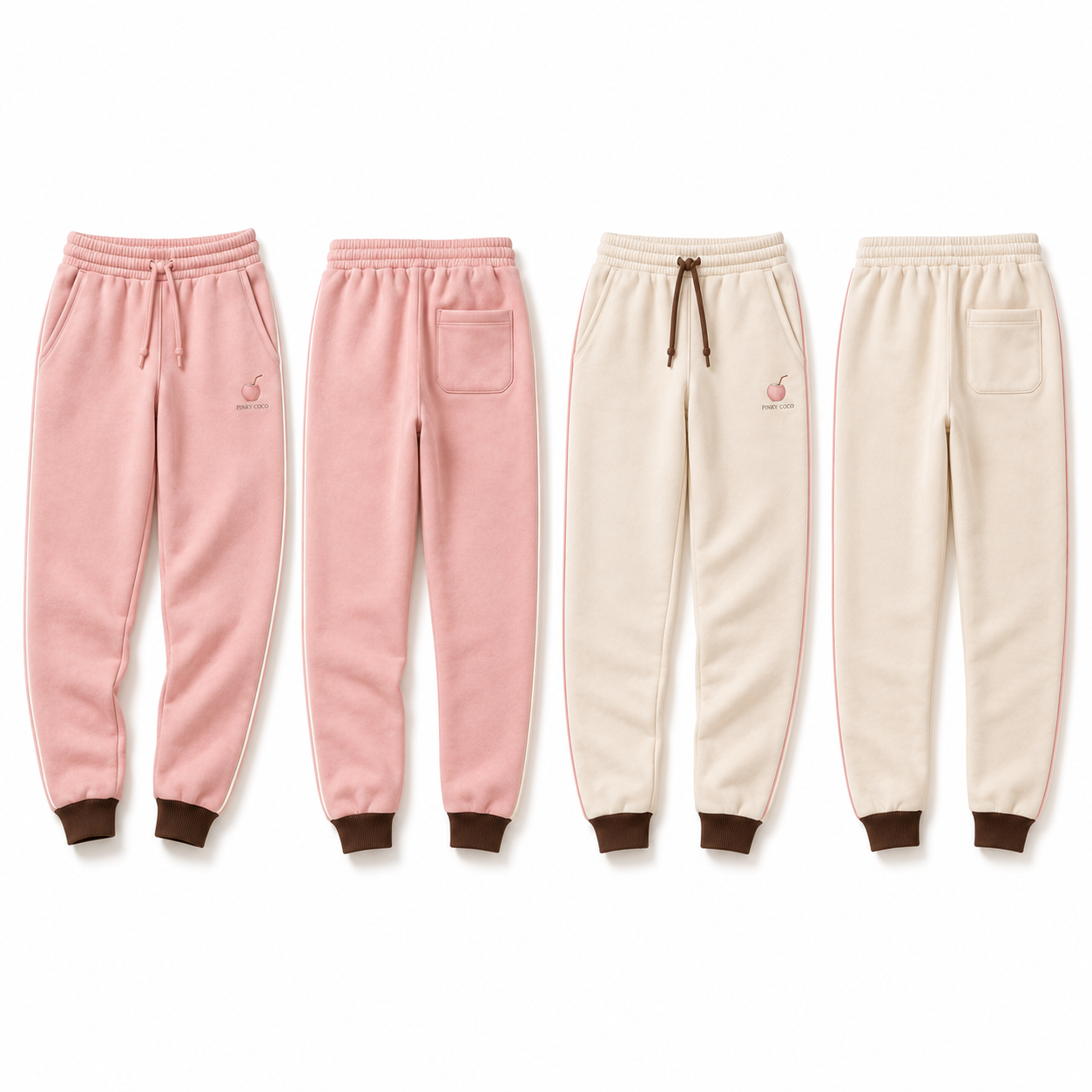Baby Pink and Coconut Cream joggers from the PinkyCoco Coco Duo matching set