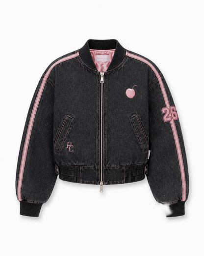 Close-up of PinkyCoco Coco women's racing jacket artwork