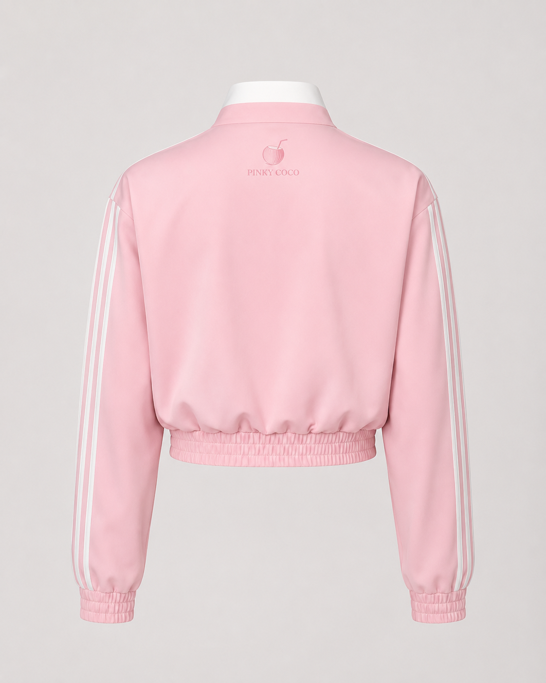 PinkyCoco Pink Striped Bow Women's Fashion Jacket, artwork detail